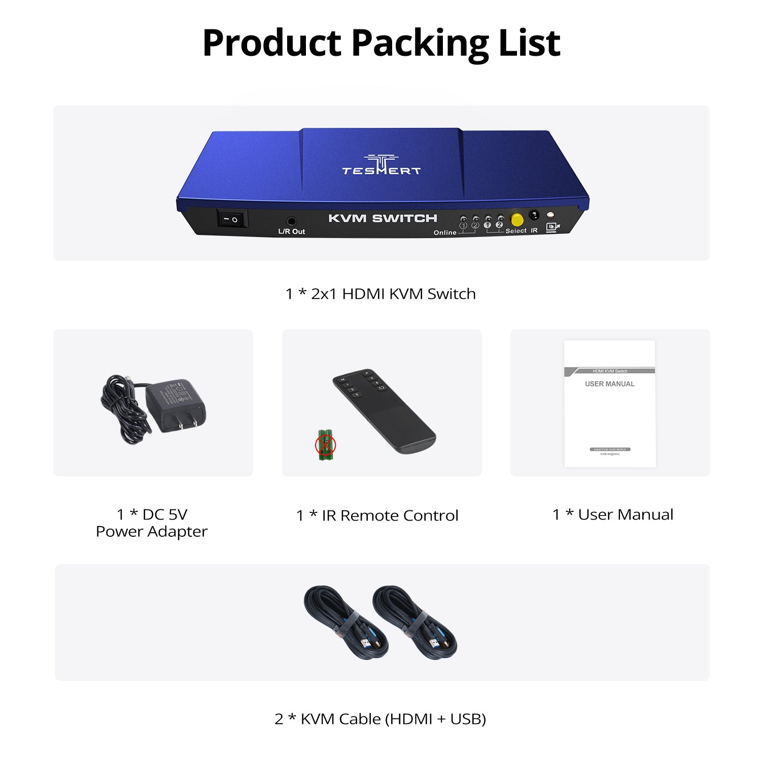 2-Port HDMI KVM Switch for 2 PCs 1 Monitor