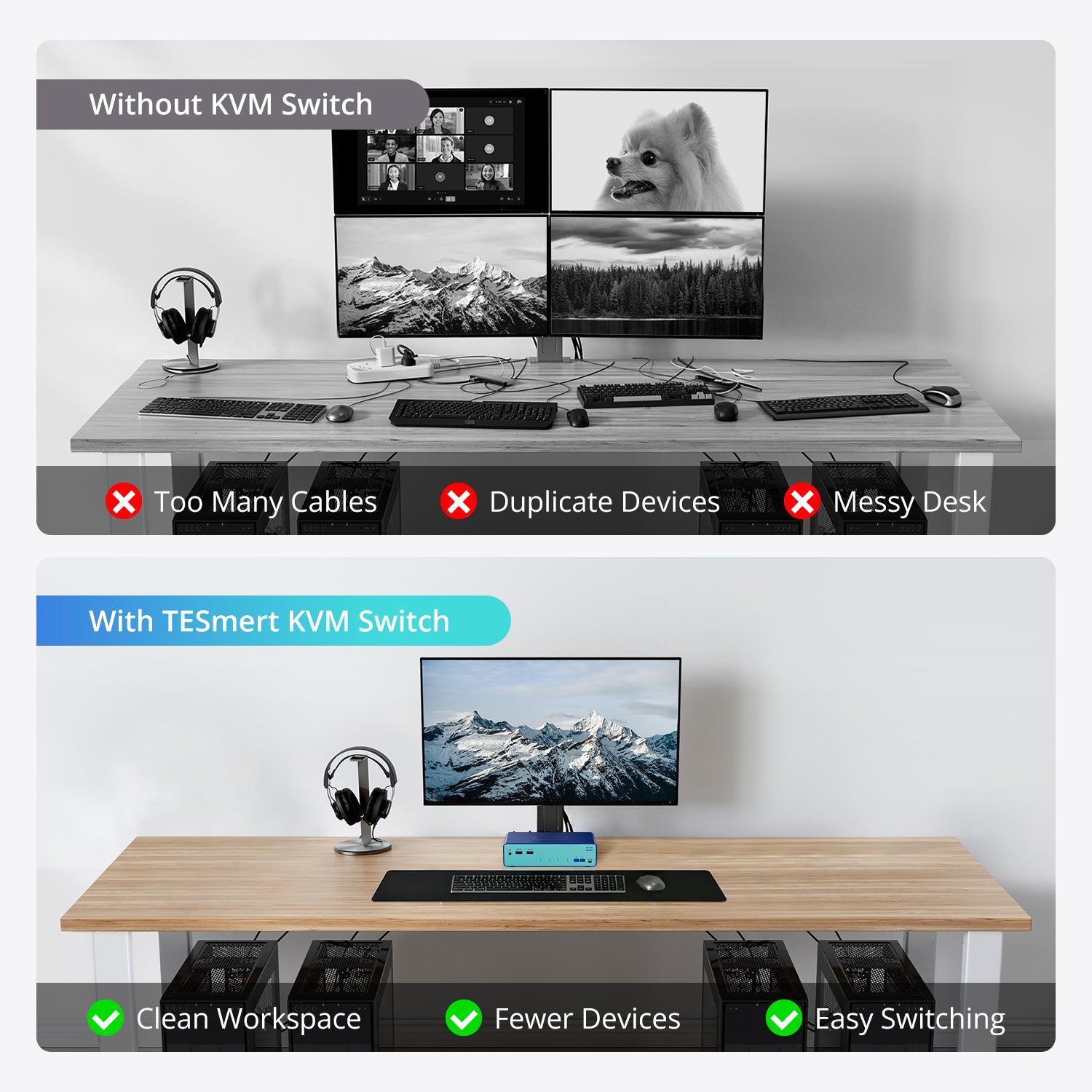 4-Port HDMI KVM Switch for 4 PCs 1 Monitor USB3.0