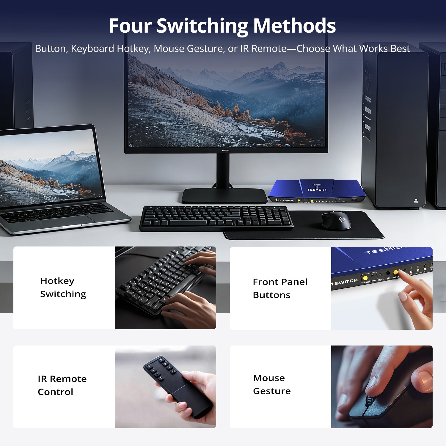 TESmert 4×1 Hybrid KVM Switch T5410