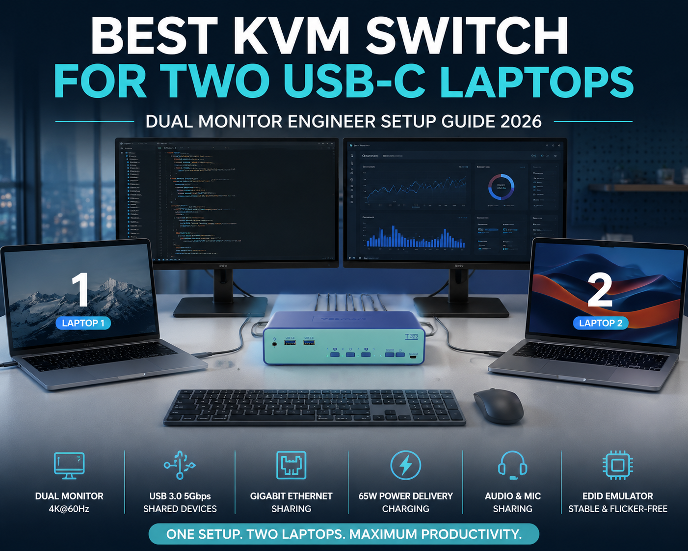 Best KVM Switch for Two USB-C Laptops in 2026