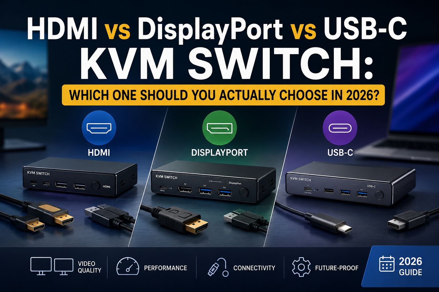 HDMI vs DisplayPort vs USB-C KVM Swithch (2026 Engineering Guide)