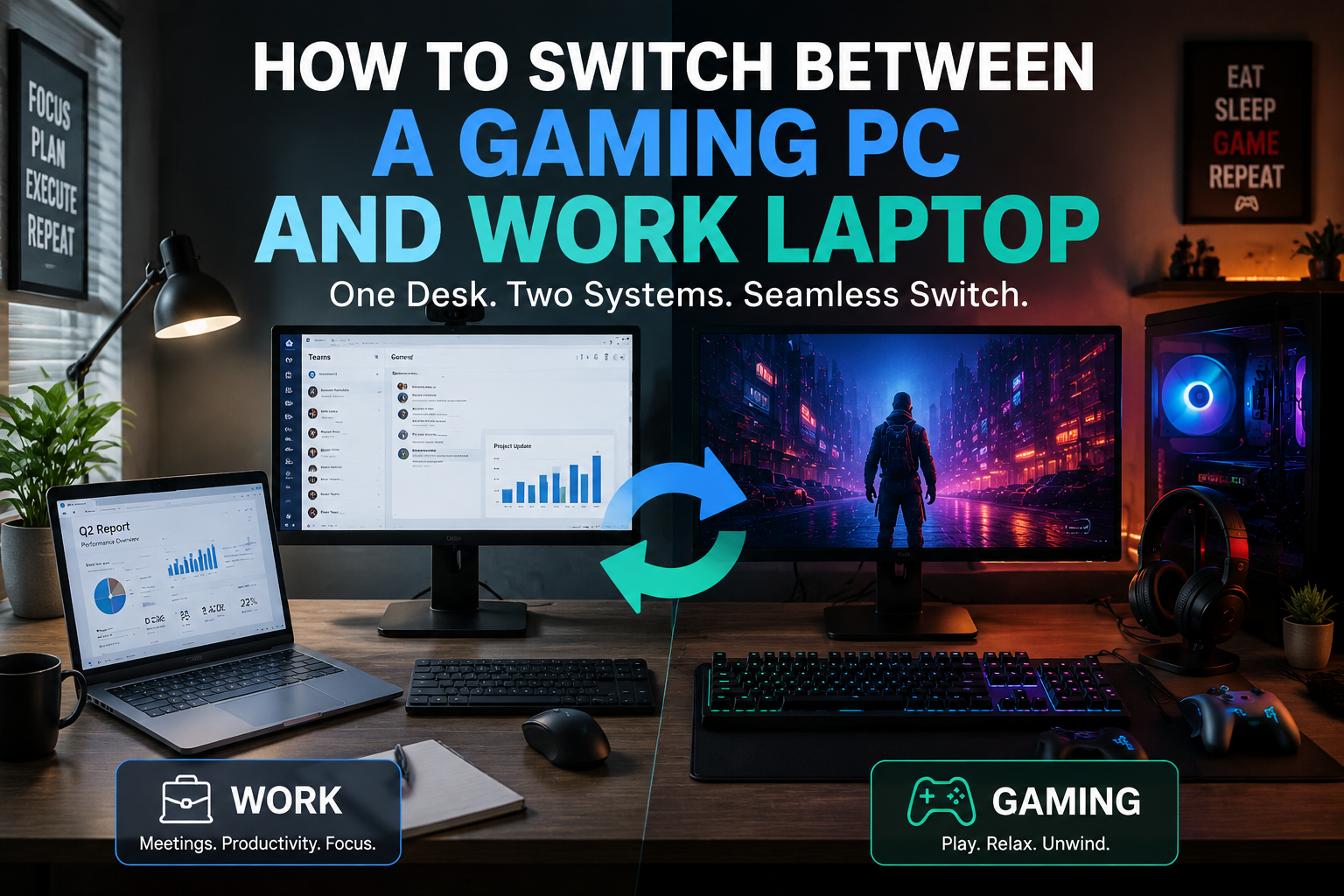 How to Switch Between a Gaming PC and a Work Laptop