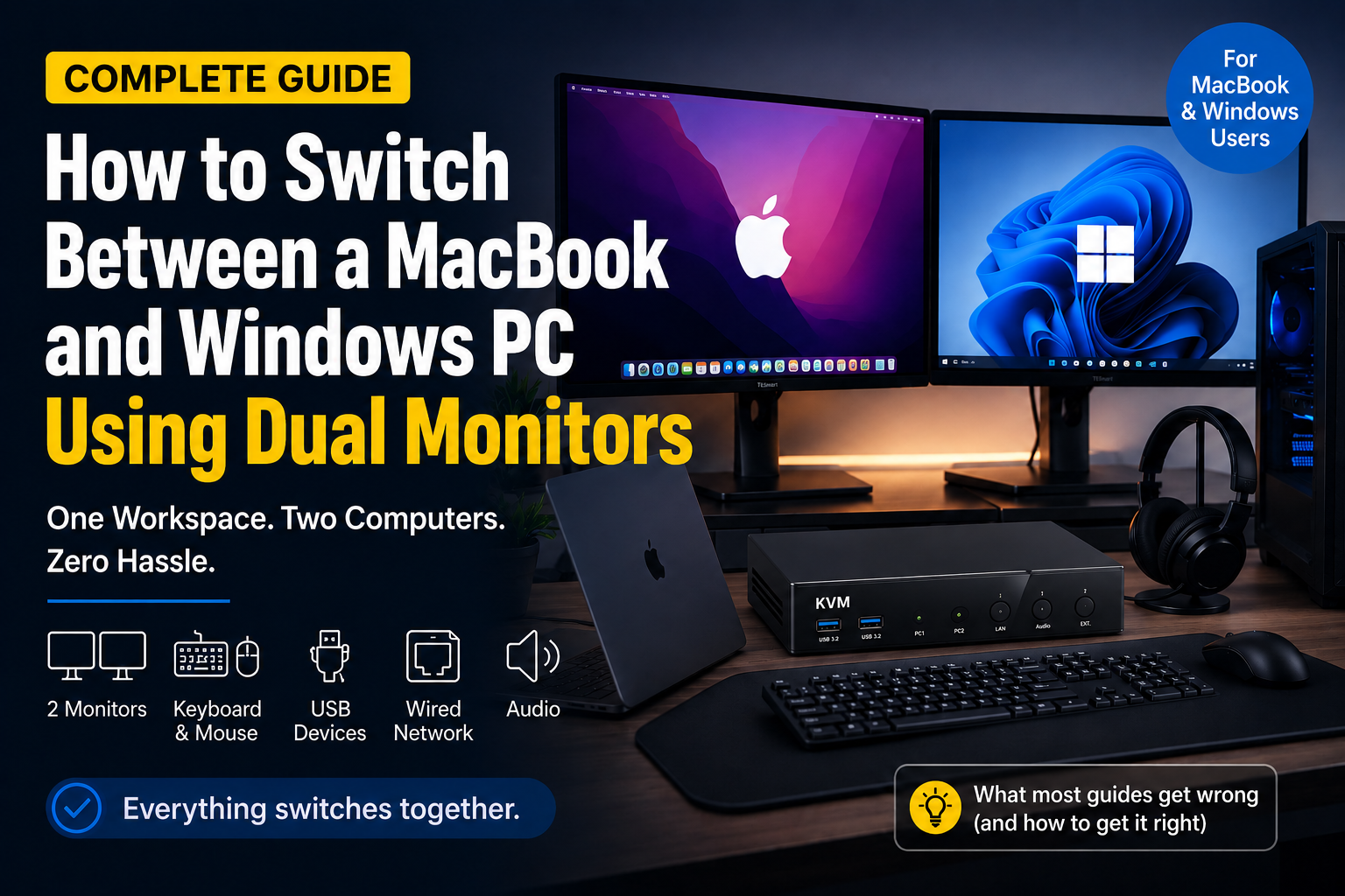 How to Switch Between a MacBook and Windows PC Using Dual Monitors