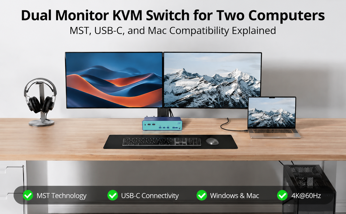 Dual Monitor KVM Switch for Two Computers: MST, USB-C, and Mac Compatibility Explained