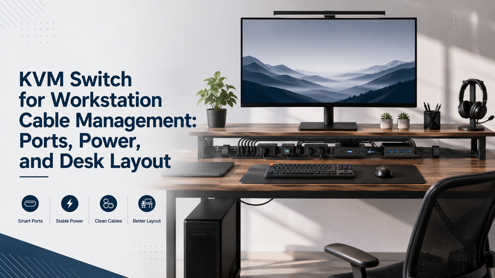 KVM Switch for Workstation Cable Management: Ports, Power, and Desk Layout