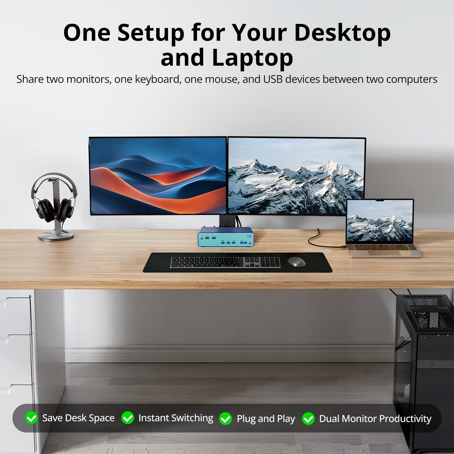 How to Use One Dual-Monitor Setup for a Work Laptop and Personal Desktop