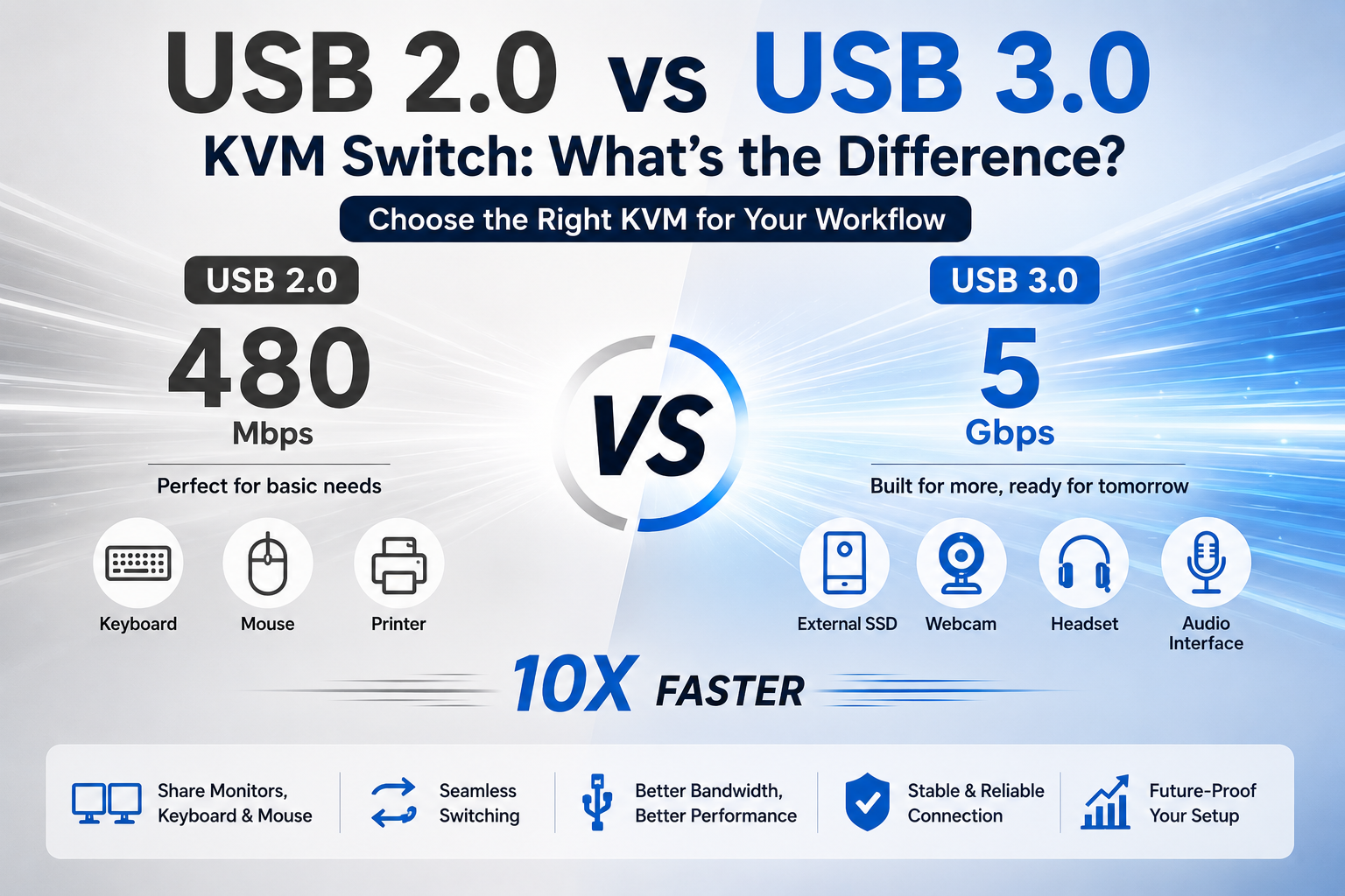 USB 2.0 vs USB 3.0 KVM Switch: What's the Difference?