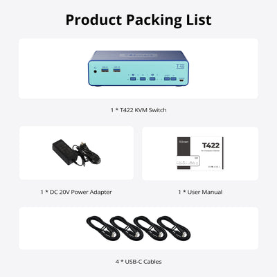 2-Port USB-C Dual Monitor KVM Docking Station for 2 Laptops