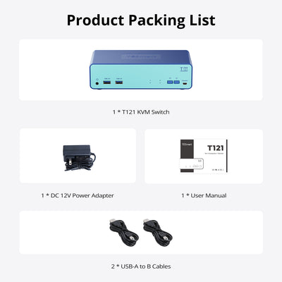2-Port HDMI KVM Switch for 2 PCs 1 Monitor USB3.0