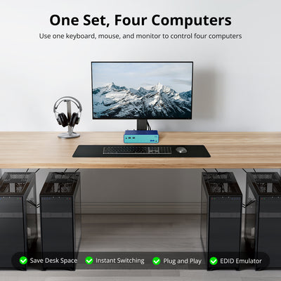 4-Port HDMI KVM Switch for 4 PCs 1 Monitor USB3.0