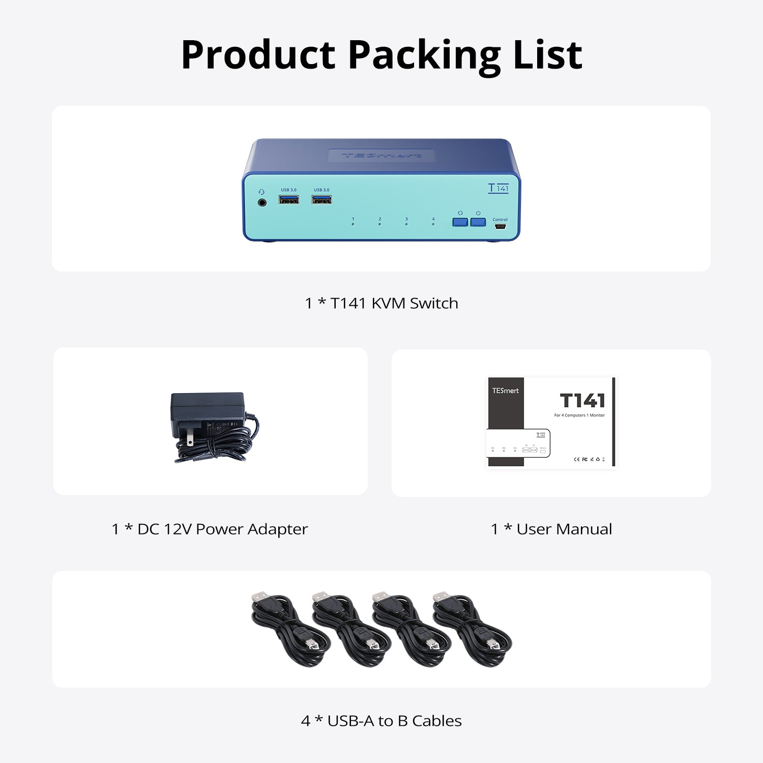 4-Port HDMI KVM Switch for 4 PCs 1 Monitor USB3.0