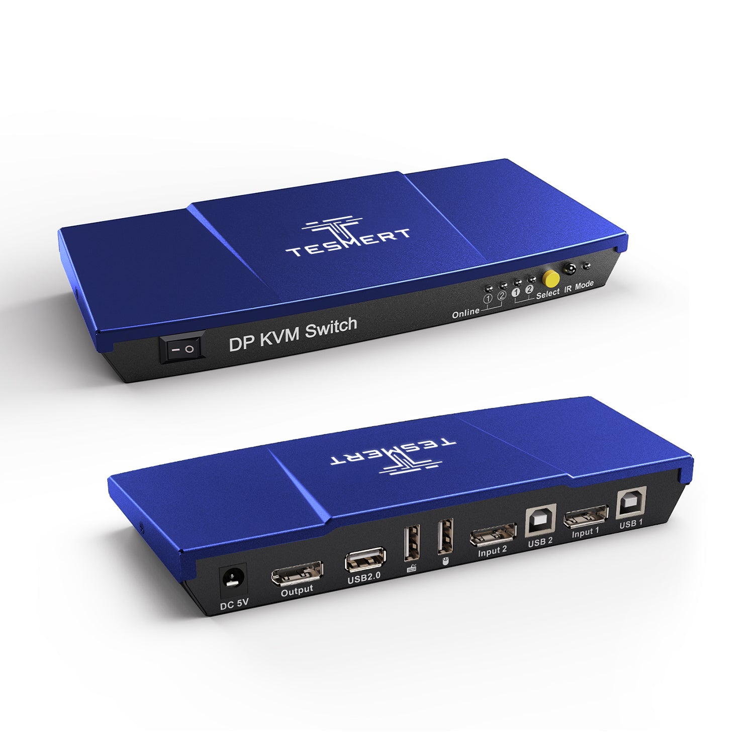 TESmert 2-Port DisplayPort KVM Switch 4K@60Hz | Dual PC Control