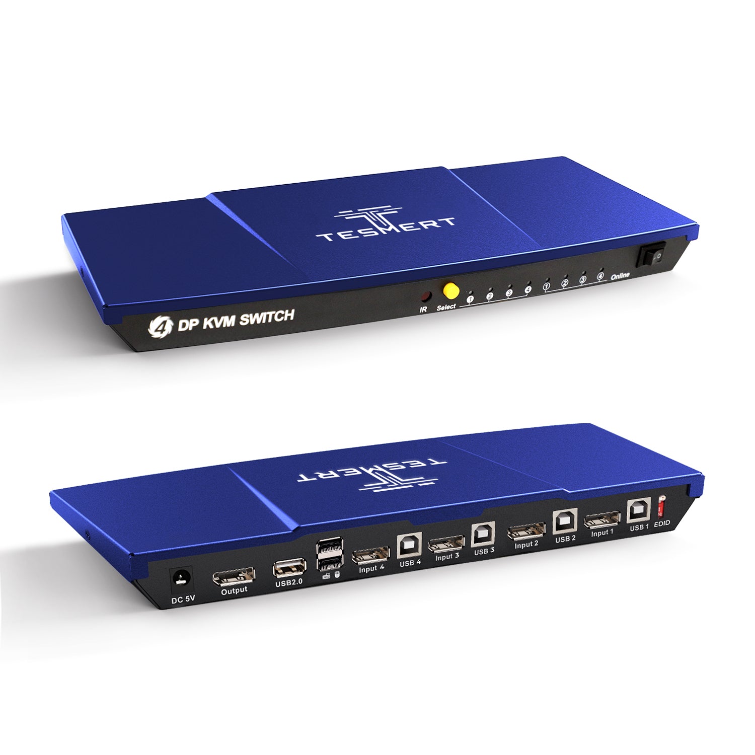 TESmert 4-Port HDMI+Type-C KVM Switch 4K@60Hz | EDID & USB Hub